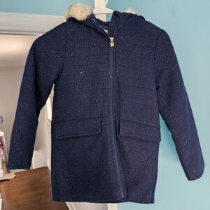 OSHKOSH Girl Navy Blue Wool Pea Coat L/6X